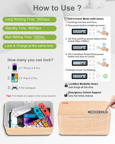 Idiskk safe timed lock box - lock,